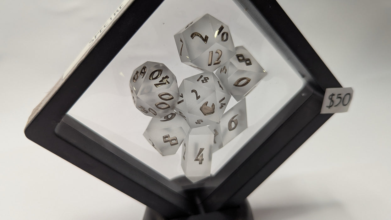 Dicetownn: Hand-crafted Sharp-Edge Resin Dice (Set of 7) - Spectre