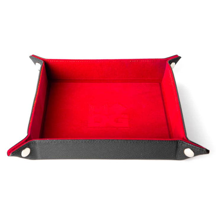 Fanroll Velvet Folding Dice Tray with Leather Backing: Red