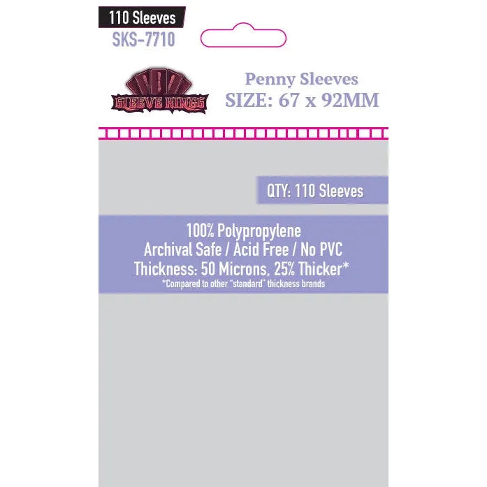 Sleeve Kings: Penny Card Game Sleeves 67mm x 92mm, 110ct Clear