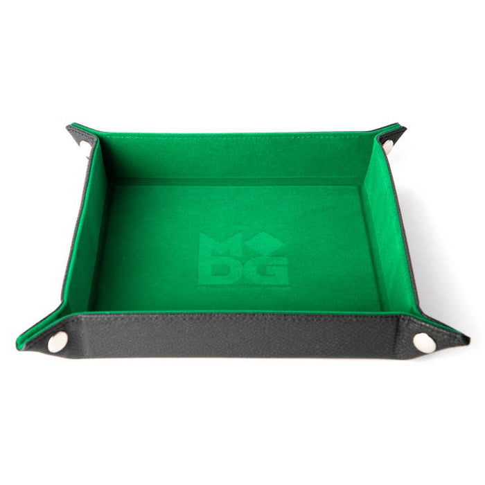 Fanroll Velvet Folding Dice Tray with Leather Backing: Green