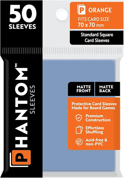 Phantom Sleeves: Orange Size 70mm x 70mm, 50ct - Matte/Matte