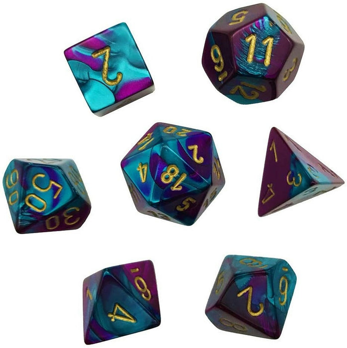 Chessex Mini-Polyhedral 7-Die Set: Gemini - Purple-Teal/Gold