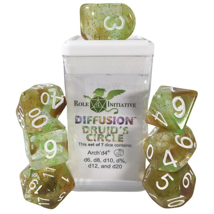 Classes & Creatures Set of 7 Dice with Arch'D4: Diffusion - Druid's Circle