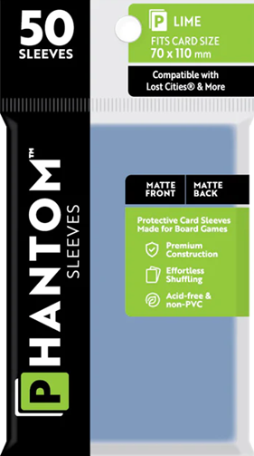 Phantom Sleeves: Lime Size 70mm x 110mm, 50ct - Matte/Matte