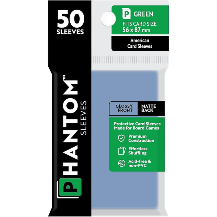 Phantom Sleeves: Green Size 56mm x 87mm, 50ct - Gloss/Matte