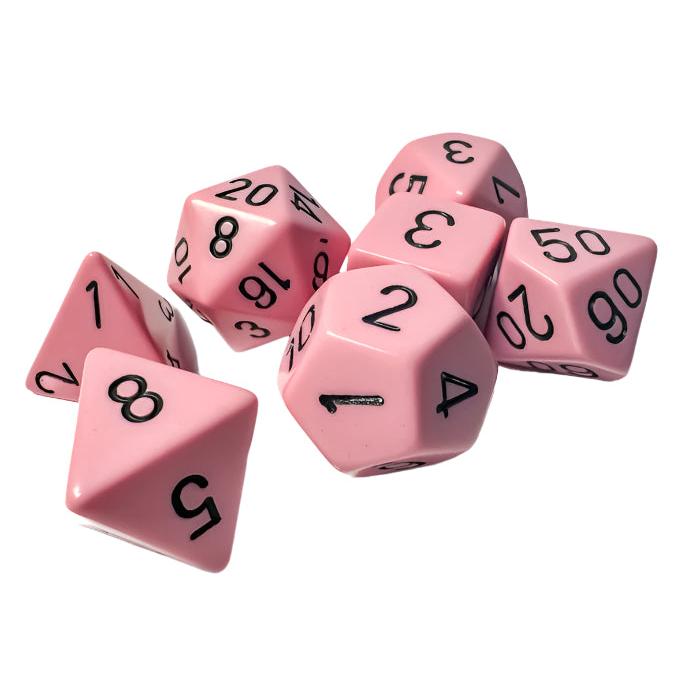 Chessex 7-Dice Set: Pastel - Pink/Black