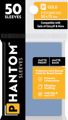 Phantom Sleeves: Gold Size 50mm x 75mm, 50ct - Matte/Matte