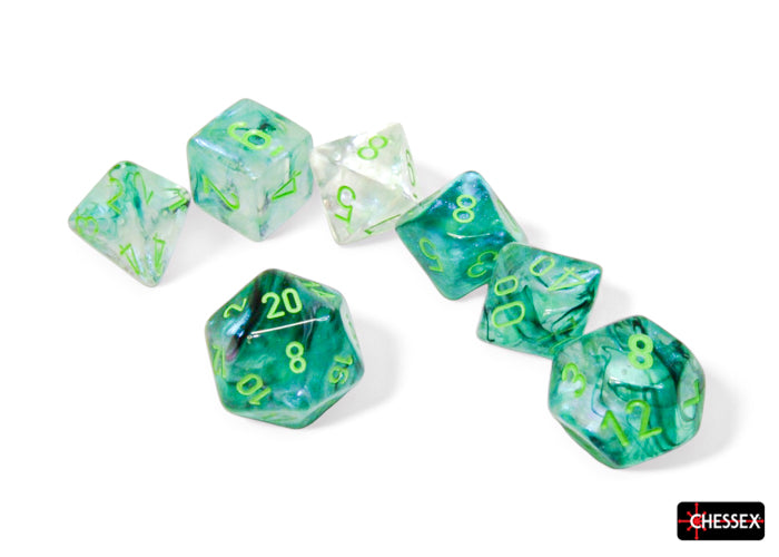 Chessex 7-Piece Sets: Borealis - Kelp/Light Green Luminary