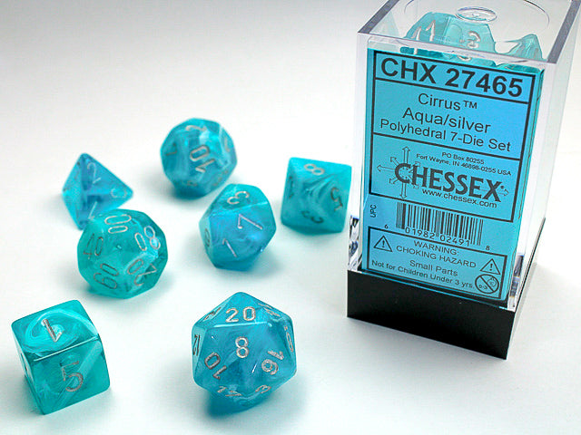 Chessex 7-Piece Sets: Cirrus Dice - Aqua/Silver