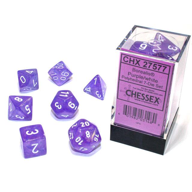 Chessex 7-Piece Sets: Borealis - Purple/White Luminary