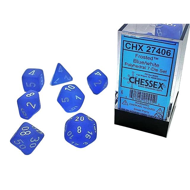 Chessex 7-Piece Sets: Frosted Dice - Blue/White