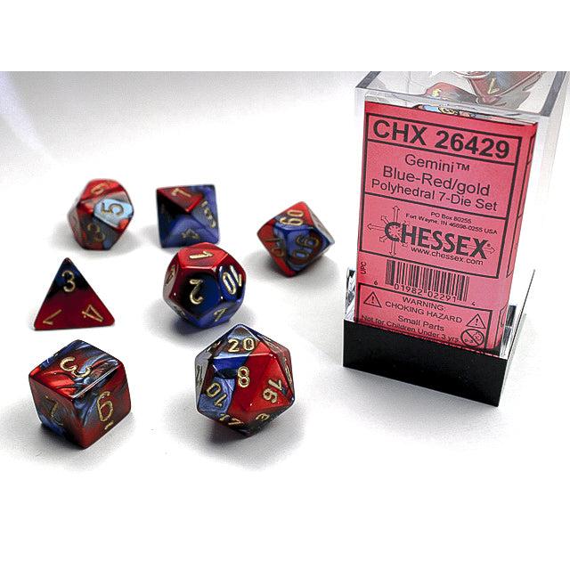 Chessex 7-Piece Sets: Gemini Dice - Blue-Red/Gold