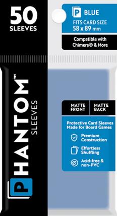 Phantom Sleeves: Blue Size 58mm x 89mm, 50ct - Matte