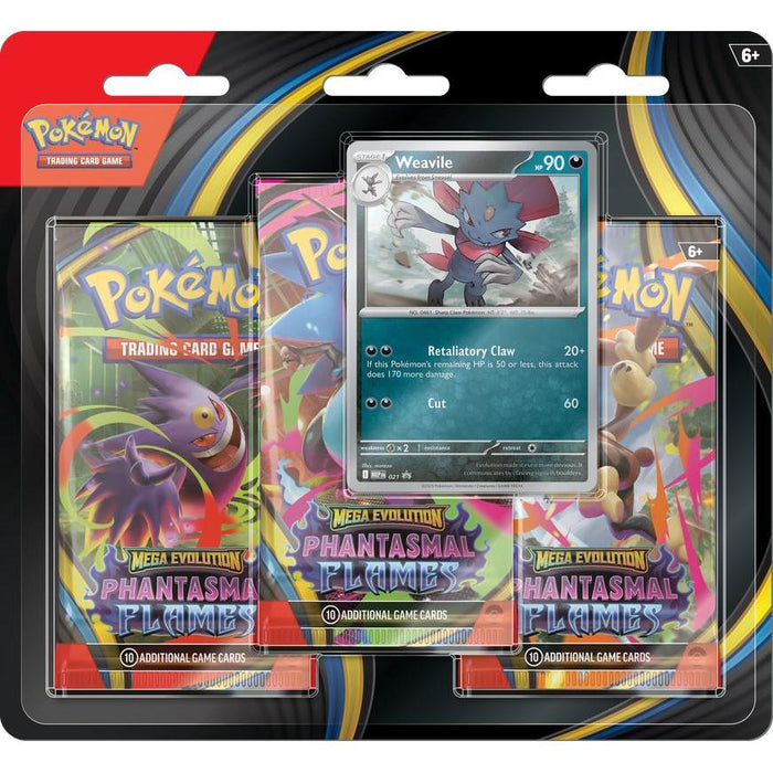 Pokemon Mega Evolution ME02 Phantasmal Flames: 3-Pack Blister - Weavile