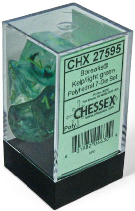 Chessex 7-Piece Sets: Borealis - Kelp/Light Green Luminary