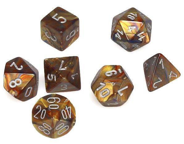 Chessex Mini-Polyhedral 7-Die Set: Lustrous - Gold/Silver