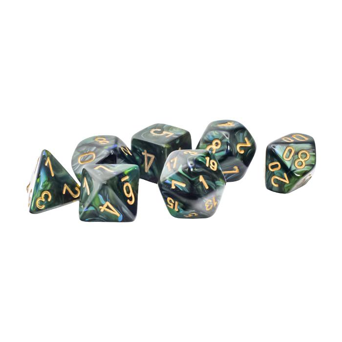 Chessex Mega-hedral 7-Die Set: Scarab - Jade/Gold