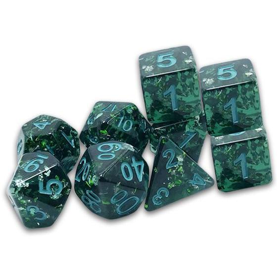 Dungeon Crawl Classics RPG Dice Set: The Caverns of Thracia Traditional 9 - Verdigris Grecian Vase