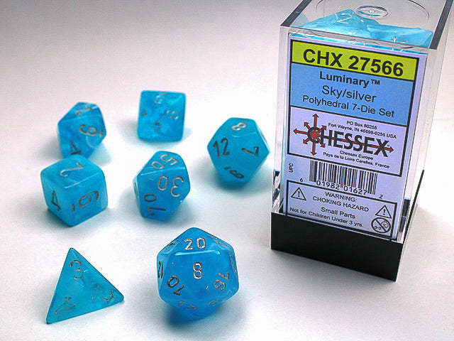 Chessex 7-Piece Sets: Luminary Dice - Sky/Silver
