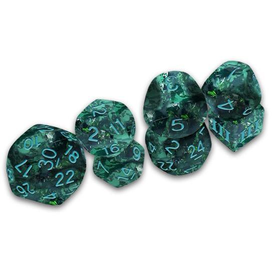 Dungeon Crawl Classics RPG Dice Set: The Caverns of Thracia Funky 7 - Verdigris Grecian Vase