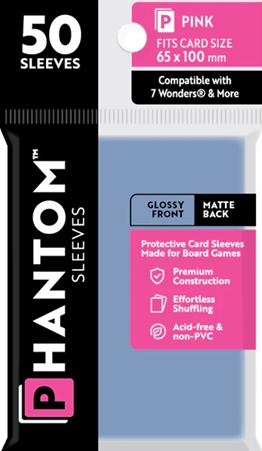 Phantom Sleeves: Pink Size 65mm x 100mm, 50ct - Gloss/Matte