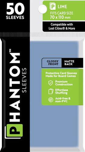 Phantom Sleeves: Lime Size 70mm x 110mm, 50ct - Gloss/Matte