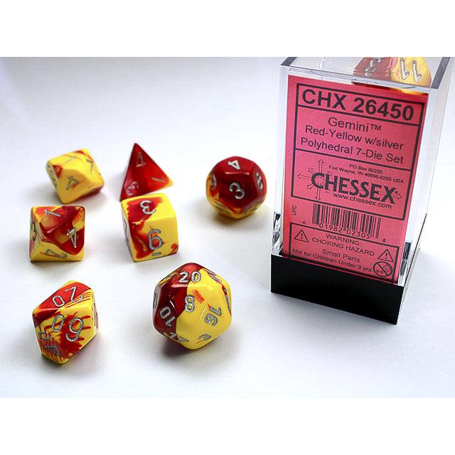 Chessex 7-Piece Sets: Gemini - Red-Yellow/Silver