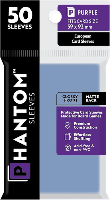 Phantom Sleeves: Purple Size 59mm x 92mm, 50ct - Gloss/Matte