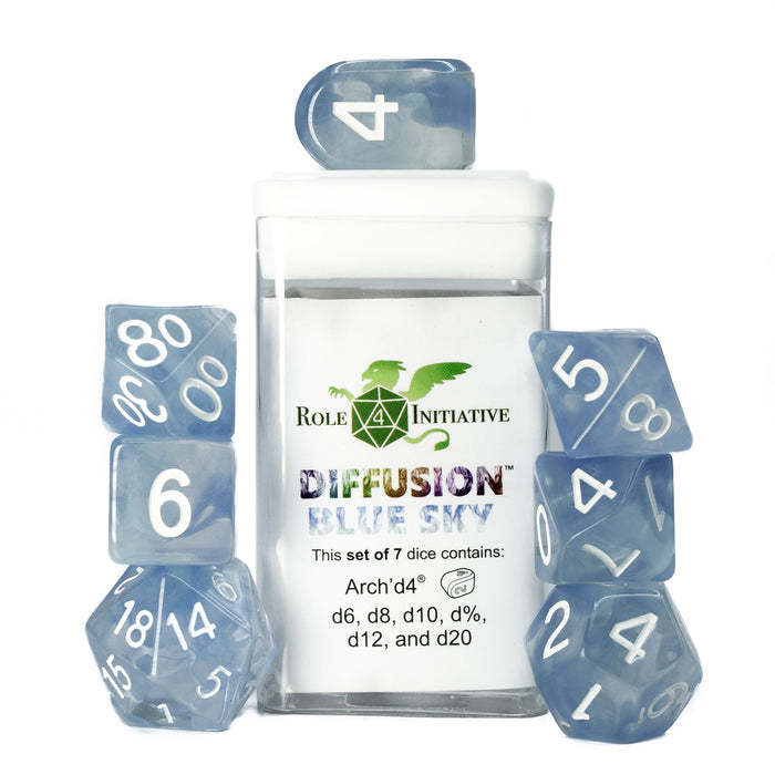 Role 4 Initiative Set of 7 Dice with Arch'D4: Diffusion - Blue Sky