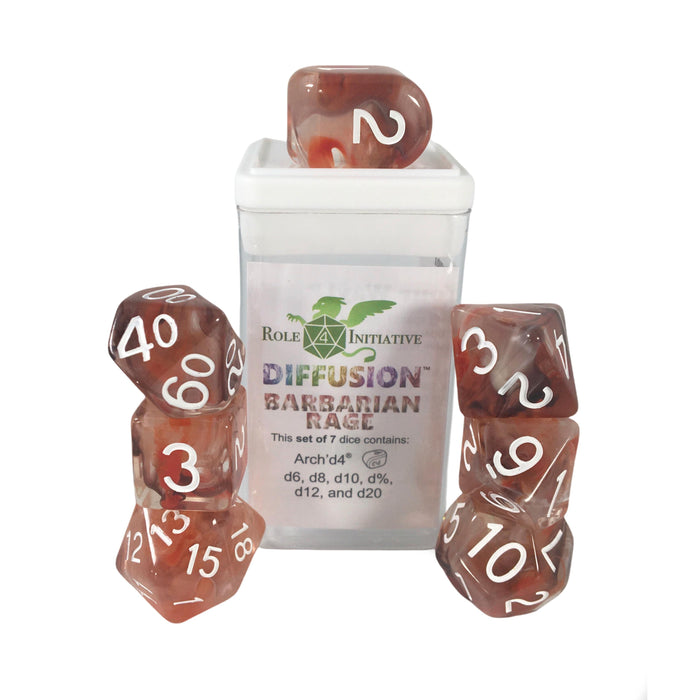 Classes & Creatures Set of 7 Dice with Arch'D4: Diffusion - Barbarian Rage