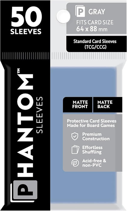 Phantom Sleeves: Gray Size 64mm x 88mm, 50ct - Matte/Matte