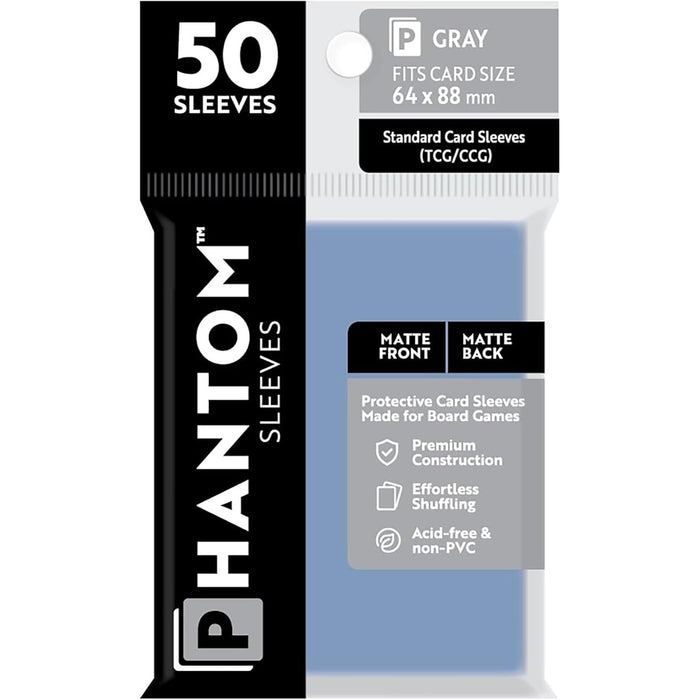 Phantom Sleeves: Gray Size 64mm x 88mm, 50ct - Matte/Matte