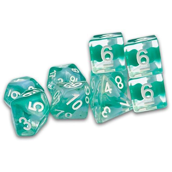 Dungeon Crawl Classics RPG Dice Set: The Caverns of Thracia Traditional 9 - Thracian Azure Swirl