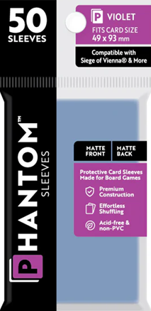 Phantom Sleeves: Violet Size 49mm x 93mm, 50ct - Matte/Matte