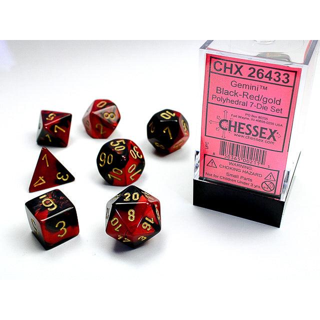 Chessex 7-Piece Sets: Gemini - Black-Red/Gold
