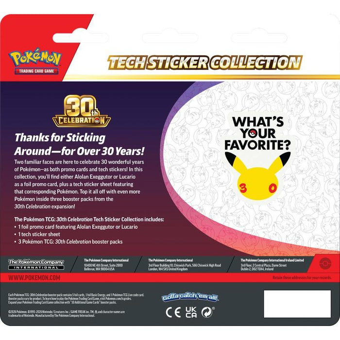 PRE-ORDER | Pokemon 30th Celebration: Tech Sticker Collection (Randomly Selected)