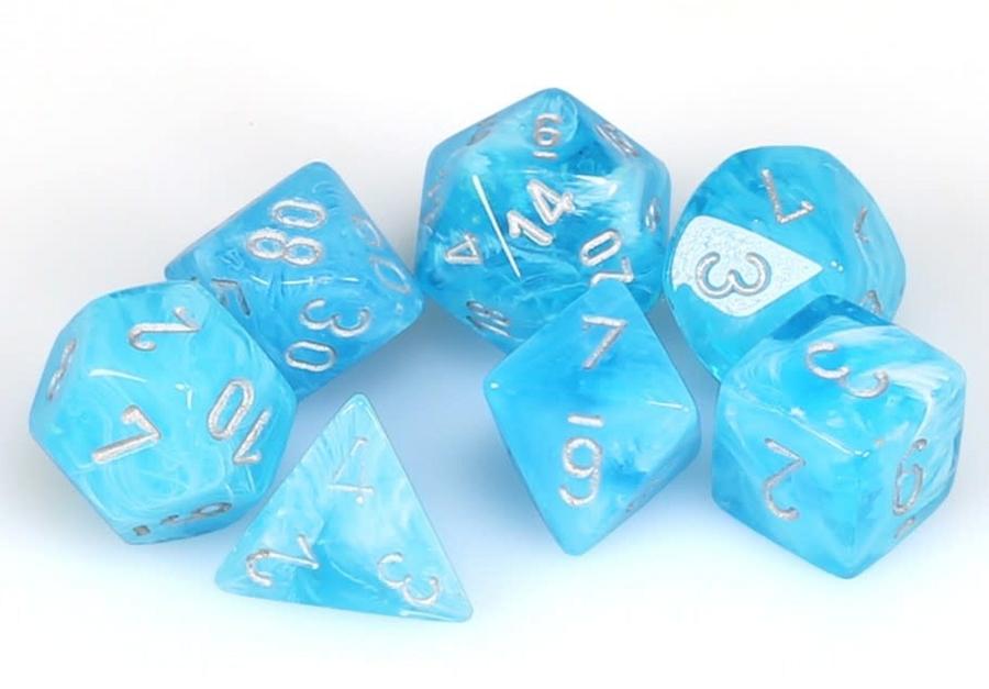 Chessex Mini-Polyhedral 7-Die Set: Luminary - Sky/Silver
