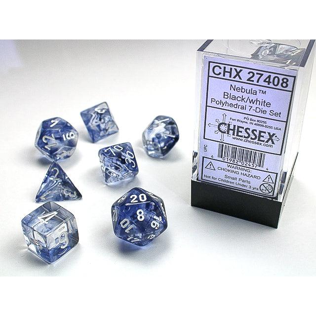 Chessex 7-Piece Sets: Nebula - Black/White