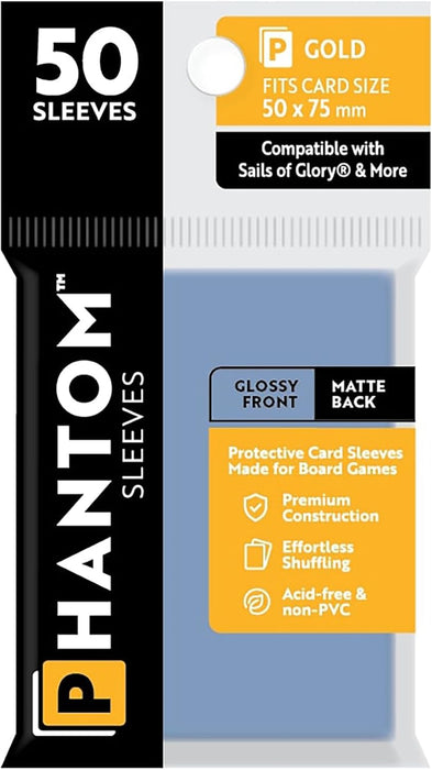Phantom Sleeves: Gold Size 50mm x 75mm, 50ct - Gloss/Matte