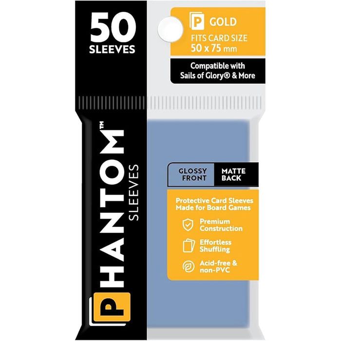 Phantom Sleeves: Gold Size 50mm x 75mm, 50ct - Gloss/Matte