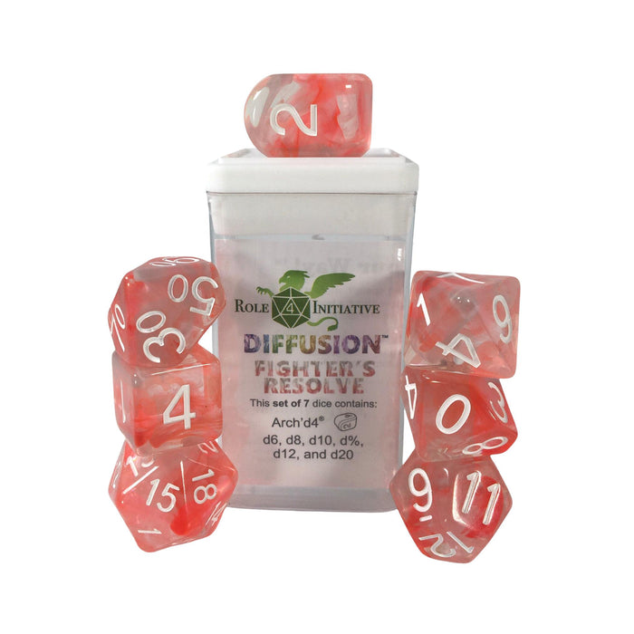 Classes & Creatures Set of 7 Dice with Arch'D4: Diffusion - Fighter's Resolve