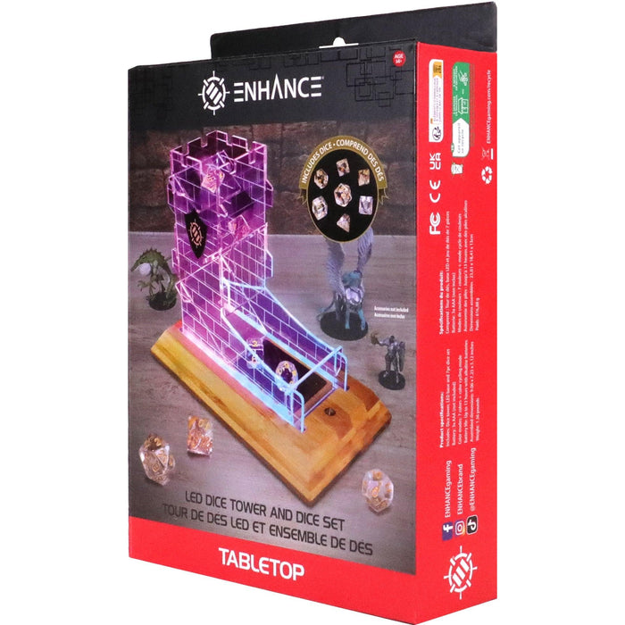 AP Enhance: Tabletop LED Dice Tower with 7-Die Clear Dice Set