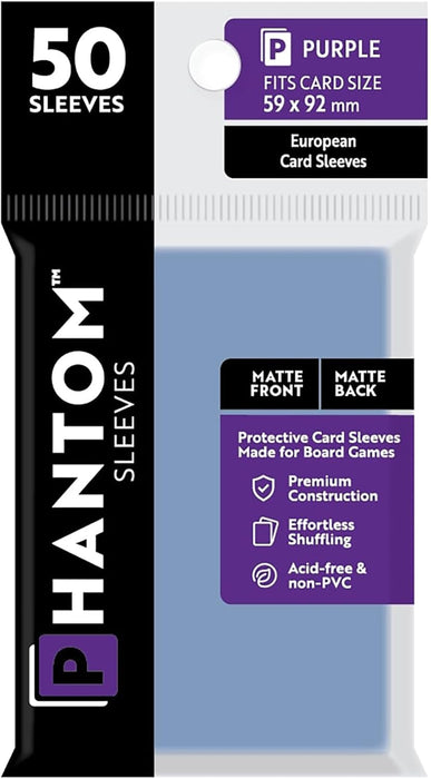 Phantom Sleeves: Purple Size 59mm x 92mm, 50ct - Matte/Matte