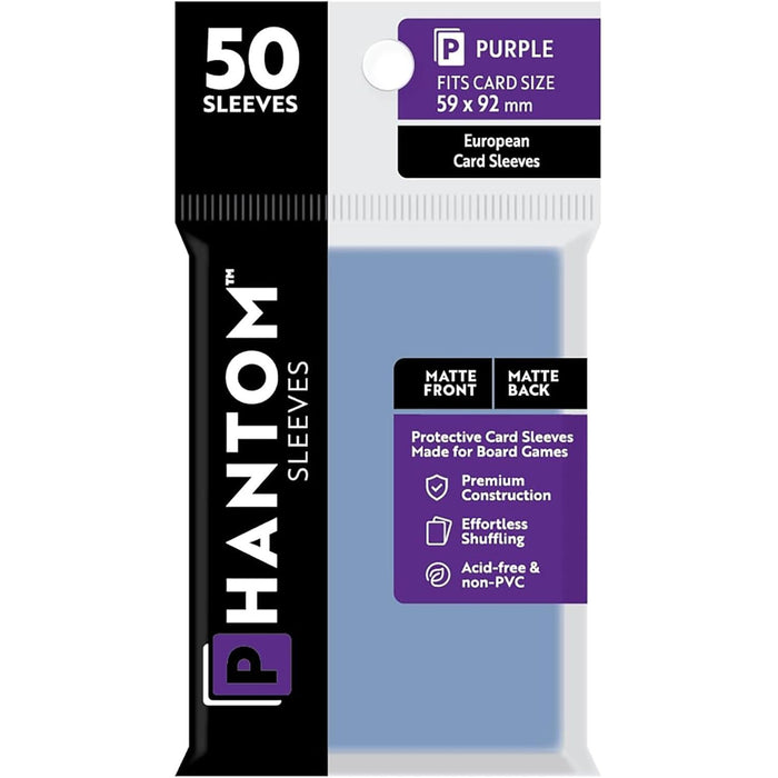 Phantom Sleeves: Purple Size 59mm x 92mm, 50ct - Matte/Matte