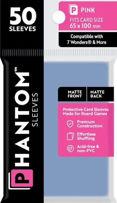Phantom Sleeves: Pink Size 65mm x 100mm, 50ct - Matte/Matte