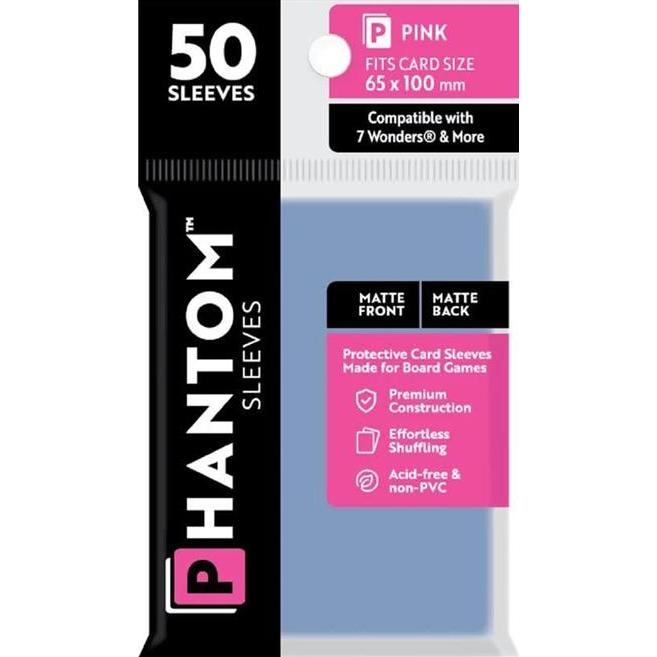 Phantom Sleeves: Pink Size 65mm x 100mm, 50ct - Matte/Matte