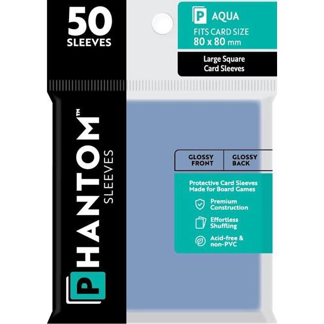 Phantom Sleeves: Aqua Size 80mm x 80mm, 50ct - Gloss
