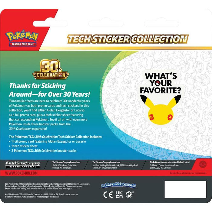 PRE-ORDER | Pokemon 30th Celebration: Tech Sticker Collection (Randomly Selected)
