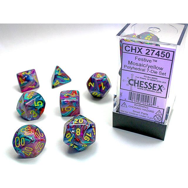 Chessex 7-Piece Sets: Festive Dice - Mosaic/Yellow