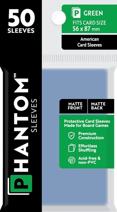 Phantom Sleeves: Green Size 56mm x 87mm, 50ct - Matte/Matte